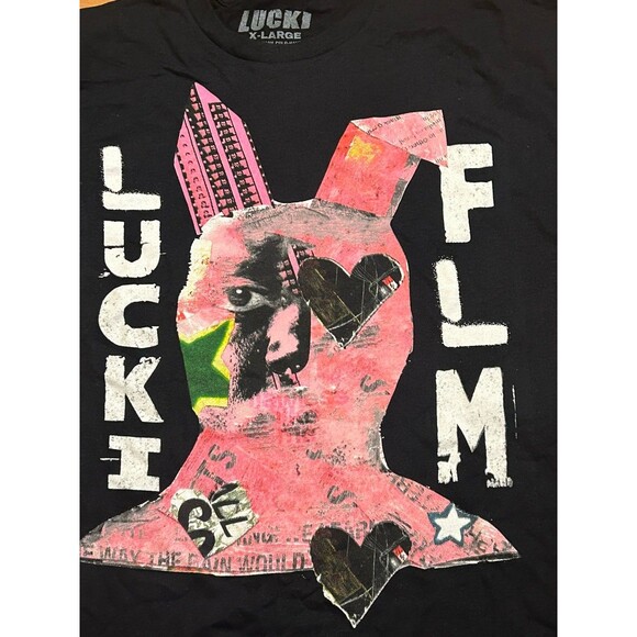 LUCKI Graphic T-Shirt XL Black Abstract Art Design NWOT Streetwear Oversized Tee - Picture 2 of 3